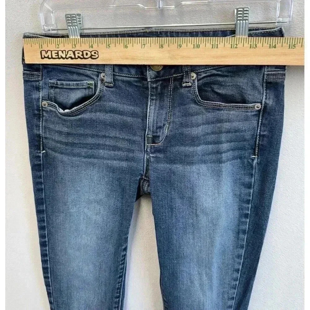 American Eagle Jeans Women's Sz 4 Skinny Low Rise Embellished Pockets Blue Denim - Picture 3 of 9